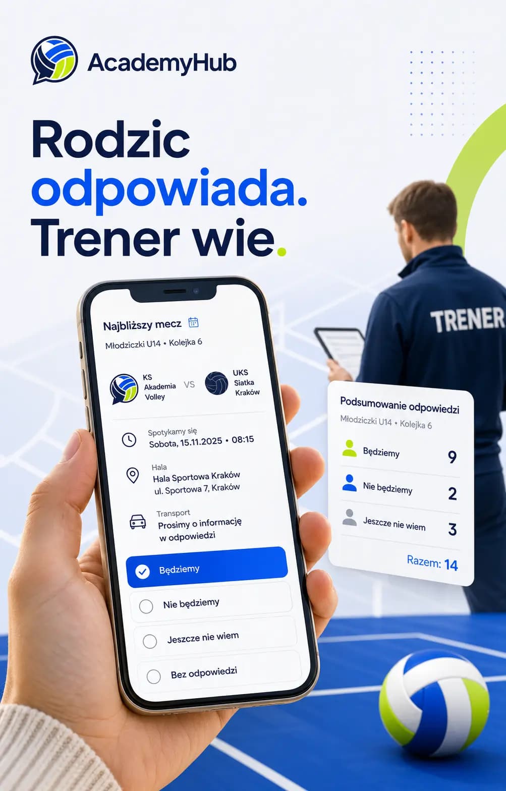 Wizualizacja mobilnego portalu rodzica AcademyHub